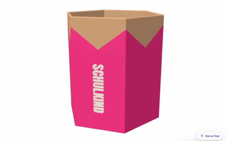 Generator-Rendering eines pinken personalisierten Stiftehalters in Buntstiftform